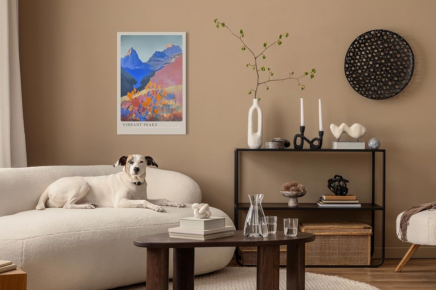 Paul Sinus Leinwandbild 80x120cm Farbige Berglandschaft lebendig modern abstrakt kunstvolle Wandkunst harmonische Farben faszinierende Natur imposant