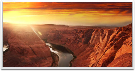 Felsschlucht in Wasser ca. 130x70cm Wandbild inklusive Schattenfugenrahmen weiss - Panorama Leinwand Bild XXL Format Wandbilder Wohnzimmer Wohnung Deko Kunstdrucke