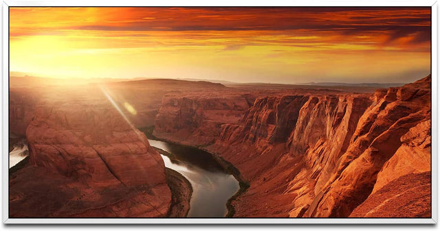 Felsschlucht in Wasser ca. 130x70cm Wandbild inklusive Schattenfugenrahmen weiss - Panorama Leinwand Bild XXL Format Wandbilder Wohnzimmer Wohnung Deko Kunstdrucke