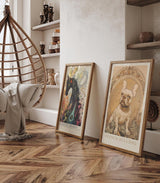 Paul Sinus Leinwandbild 40x60cm French Bulldog – Edles Leinwandbild einer französischen Bulldogge in kunstvollem Jugendstil-Rahmen, warmes Vintage-Design