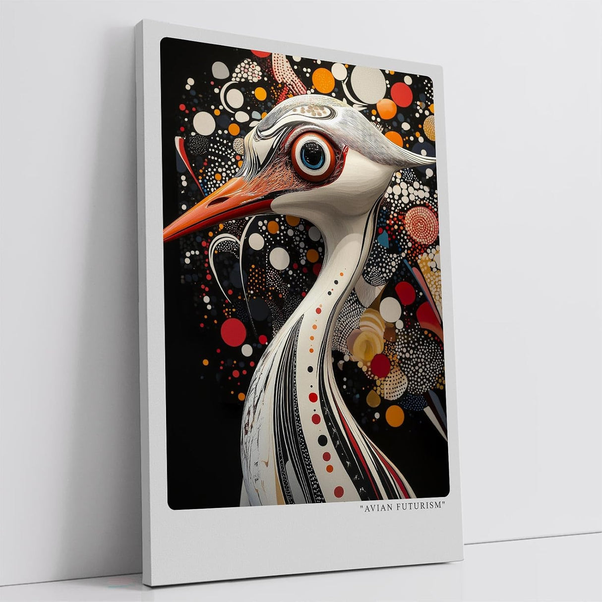 Paul Sinus Leinwandbild 40x60cm futuristische Darstellung eines abstrakten Vogels mit geometrischen Mustern, kunstvolle Wandkunst in modernem Design