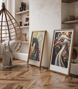 Paul Sinus Leinwandbild 40x60cm futuristische Darstellung eines abstrakten Vogels mit geometrischen Mustern, kunstvolle Wandkunst in modernem Design