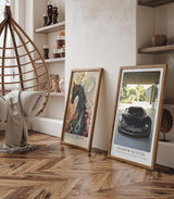 Paul Sinus Leinwandbild 60x90cm futuristischer schwarzer Supersportwagen mit aggressivem Design und luxuriöser Ästhetik in moderner Architektur