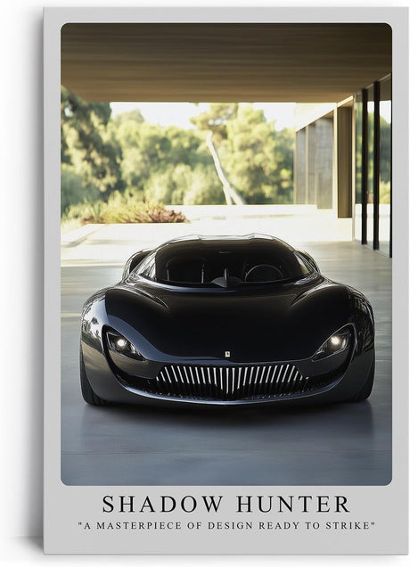 Paul Sinus Leinwandbild 60x90cm futuristischer schwarzer Supersportwagen mit aggressivem Design und luxuriöser Ästhetik in moderner Architektur