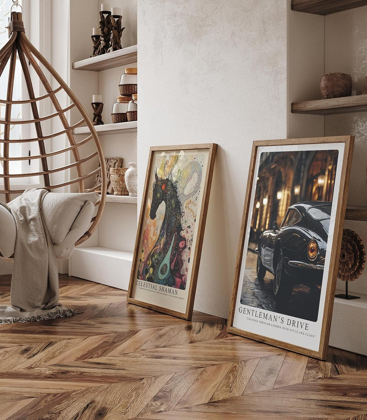 Paul Sinus Leinwandbild 60x90cm Gentleman’s Drive Klassischer Sportwagen Londoner Nacht Eleganz und Stil Zeitlose Automobilkunst Hochwertige Wandkunst