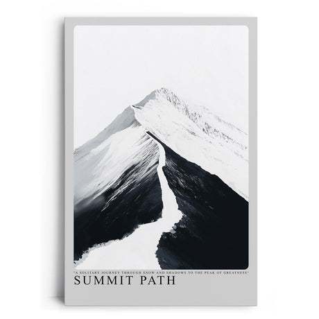 Paul Sinus Leinwandbild 60x90cm Gipfelpfad – Minimalistische Berglandschaft in Schwarz-Weiß mit kraftvoller Licht-Schatten-Dynamik