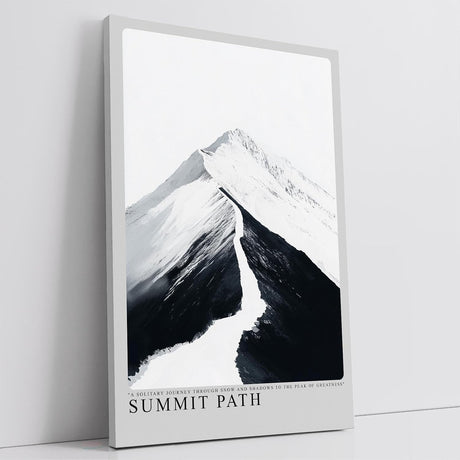 Paul Sinus Leinwandbild 60x90cm Gipfelpfad – Minimalistische Berglandschaft in Schwarz-Weiß mit kraftvoller Licht-Schatten-Dynamik