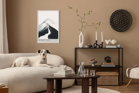 Paul Sinus Leinwandbild 60x90cm Gipfelpfad – Minimalistische Berglandschaft in Schwarz-Weiß mit kraftvoller Licht-Schatten-Dynamik