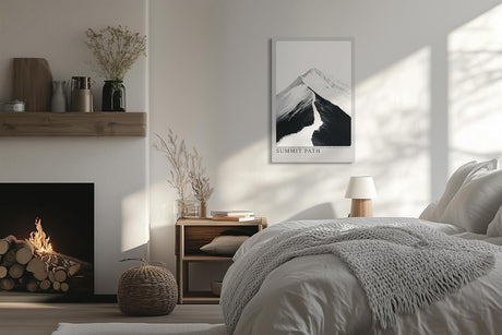 Paul Sinus Leinwandbild 60x90cm Gipfelpfad – Minimalistische Berglandschaft in Schwarz-Weiß mit kraftvoller Licht-Schatten-Dynamik