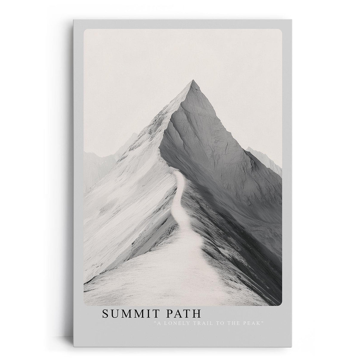 Paul Sinus Leinwandbild 60x90cm Gipfelpfad – Minimalistisches Bergmotiv mit einsamem Weg zur Spitze in monochromer Ästhetik