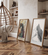 Paul Sinus Leinwandbild 60x90cm Gipfelpfad – Minimalistisches Bergmotiv mit einsamem Weg zur Spitze in monochromer Ästhetik