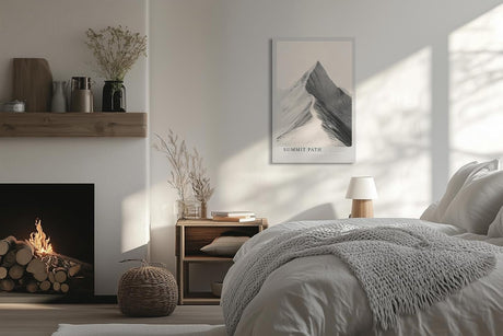 Paul Sinus Leinwandbild 60x90cm Gipfelpfad – Minimalistisches Bergmotiv mit einsamem Weg zur Spitze in monochromer Ästhetik
