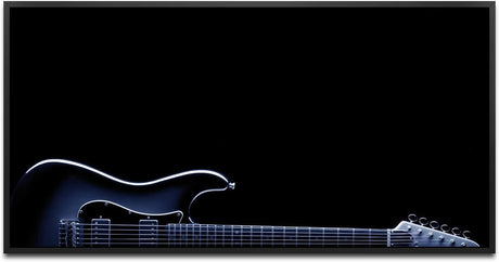 Gitarre in schwarz ca. 130x70cm Wandbild inklusive Schattenfugenrahmen schwarz - Panorama Leinwand Bild XXL Format Wandbilder Wohnzimmer Wohnung Deko Kunstdrucke