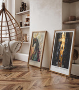 Paul Sinus Leinwandbild 60x90cm Golden City Streets Leinwandbild spektakuläre Straßenszene im goldenen Abendlicht mit faszinierendem Schattenspiel