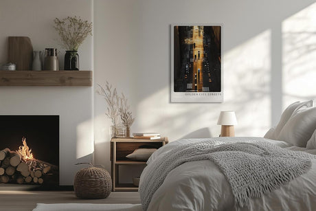 Paul Sinus Leinwandbild 60x90cm Golden City Streets Leinwandbild spektakuläre Straßenszene im goldenen Abendlicht mit faszinierendem Schattenspiel