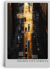 Paul Sinus Leinwandbild 60x90cm Golden City Streets Leinwandbild spektakuläre Straßenszene im goldenen Abendlicht mit faszinierendem Schattenspiel