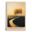 Paul Sinus Leinwandbild 60x90cm Golden Path of Silence – Mystischer Sonnenweg mit goldenen Herbstbäumen in sanftem Licht