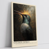 Paul Sinus Leinwandbild 60x90cm Goldener Geist – Majestätischer Kolibri mit schimmerndem Gefieder und leuchtender Aura