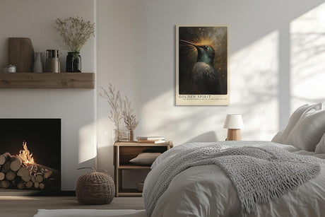 Paul Sinus Leinwandbild 60x90cm Goldener Geist – Majestätischer Kolibri mit schimmerndem Gefieder und leuchtender Aura