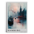 Paul Sinus Leinwandbild 80x120cm Hamburg Misty Evenings – Atmosphärische Hafenszene mit nebligem Elbufer, beleuchteten Gebäuden, Schiffe