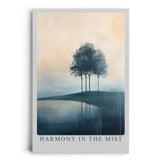 Paul Sinus Leinwandbild 40x60cm Harmonie im Nebel – Sanfte Landschaft mit Bäumen, ruhigem Wasser und nebelverhüllter Atmosphäre