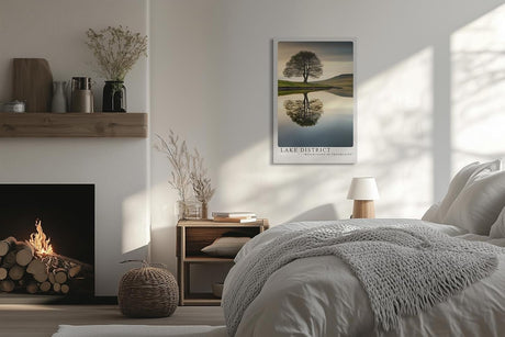 Paul Sinus Leinwandbild 40x60cm idyllische Landschaft mit einsamem Baum und perfekter Spiegelung, beruhigende Wandkunst mit sanften Naturtönen