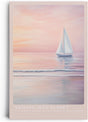 Paul Sinus Leinwandbild 60x90cm idyllische Segelboot-Szene mit sanften Pastellfarben, beruhigende Wandkunst mit romantischem Sonnenuntergang