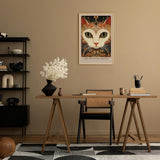 Paul Sinus Leinwandbild 40x60cm Jugendstil-Katze kunstvoll surreal hypnotisch elegant detailreich faszinierende Wandkunst warme Farben harmonisch
