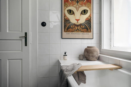 Paul Sinus Leinwandbild 40x60cm Jugendstil-Katze kunstvoll surreal hypnotisch elegant detailreich faszinierende Wandkunst warme Farben harmonisch