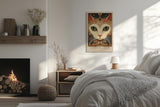 Paul Sinus Leinwandbild 40x60cm Jugendstil-Katze kunstvoll surreal hypnotisch elegant detailreich faszinierende Wandkunst warme Farben harmonisch