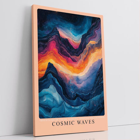 Paul Sinus Leinwandbild 80x120cm kosmische Farbexplosion mit fließenden Wellenformen, abstrakte Wandkunst mit tiefen Blautönen