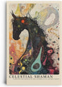 Paul Sinus Leinwandbild 60x90cm Kosmischer Schamane – Fantastisches Pferdeporträt mit galaktischen Farben und spiritueller Energie