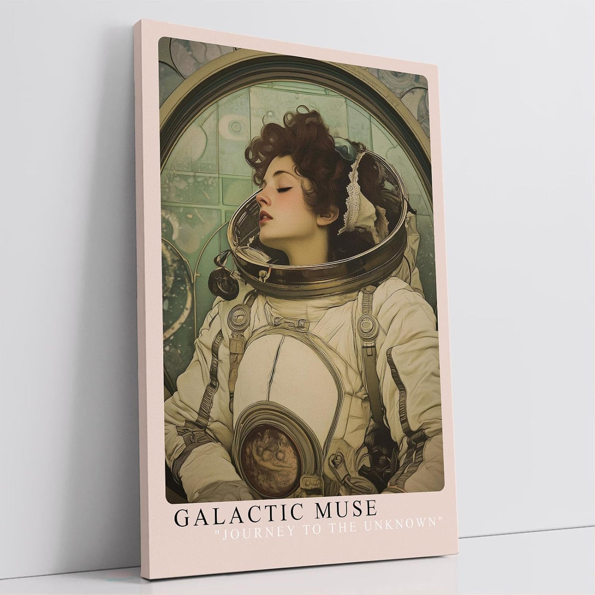 Paul Sinus Leinwandbild 40x60cm kunstvolle Darstellung einer verträumten Astronautin in nostalgischem Design, faszinierende Wandkunst
