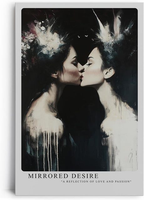 Paul Sinus Leinwandbild 80x120cm kunstvolle Spiegelung zweier Frauen in sinnlicher Harmonie mit abstrakten Elementen – ausdrucksstarkes Leinwandbild