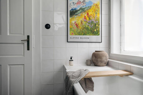 Paul Sinus Leinwandbild 60x90cm lebendige Alpenlandschaft mit blühender Bergwiese, expressive Wandkunst mit farbenfrohem Blumenmeer