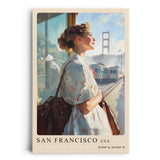 Paul Sinus Leinwandbild 80x120cm A Timeless Journey – San Francisco, Golden Gate Bridge, Nostalgie, Vintage-Stil, Reise, Architektur, Romantik, Fernweh