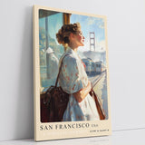 Paul Sinus Leinwandbild 80x120cm A Timeless Journey – San Francisco, Golden Gate Bridge, Nostalgie, Vintage-Stil, Reise, Architektur, Romantik, Fernweh