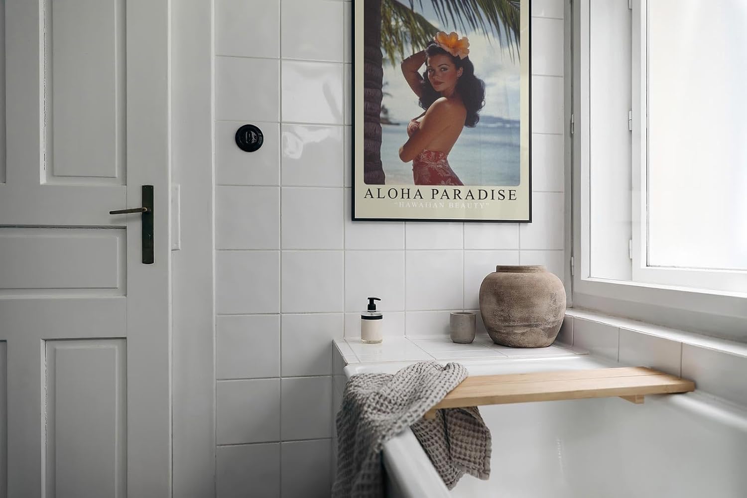 Paul Sinus Leinwandbild 60x90cm Aloha Paradise – Hawaii, Schönheit, Tropisch, Exotik, Vintage, Nostalgie, Südsee, Strandidylle, Palmen, Sonne