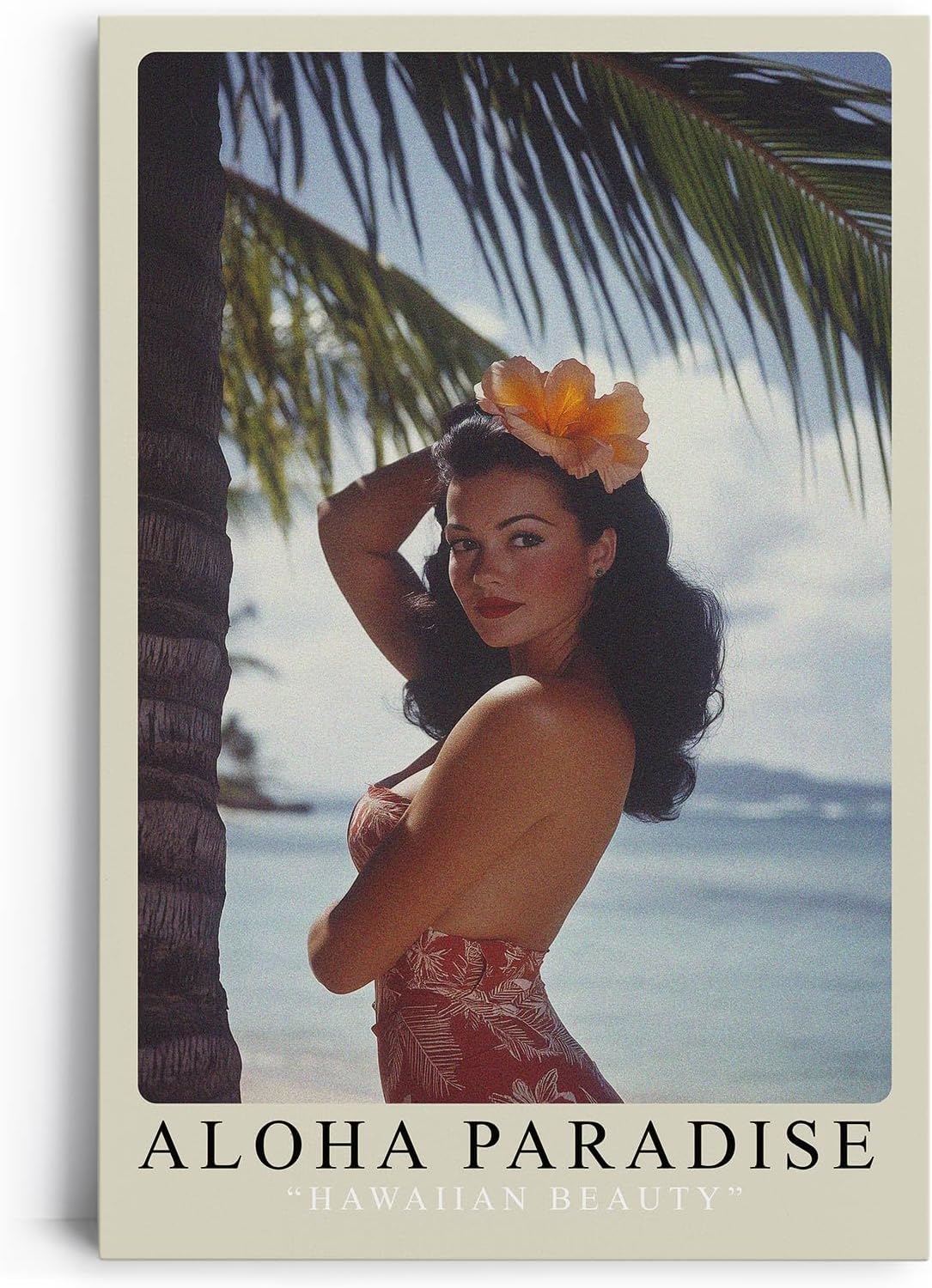 Paul Sinus Leinwandbild 60x90cm Aloha Paradise – Hawaii, Schönheit, Tropisch, Exotik, Vintage, Nostalgie, Südsee, Strandidylle, Palmen, Sonne