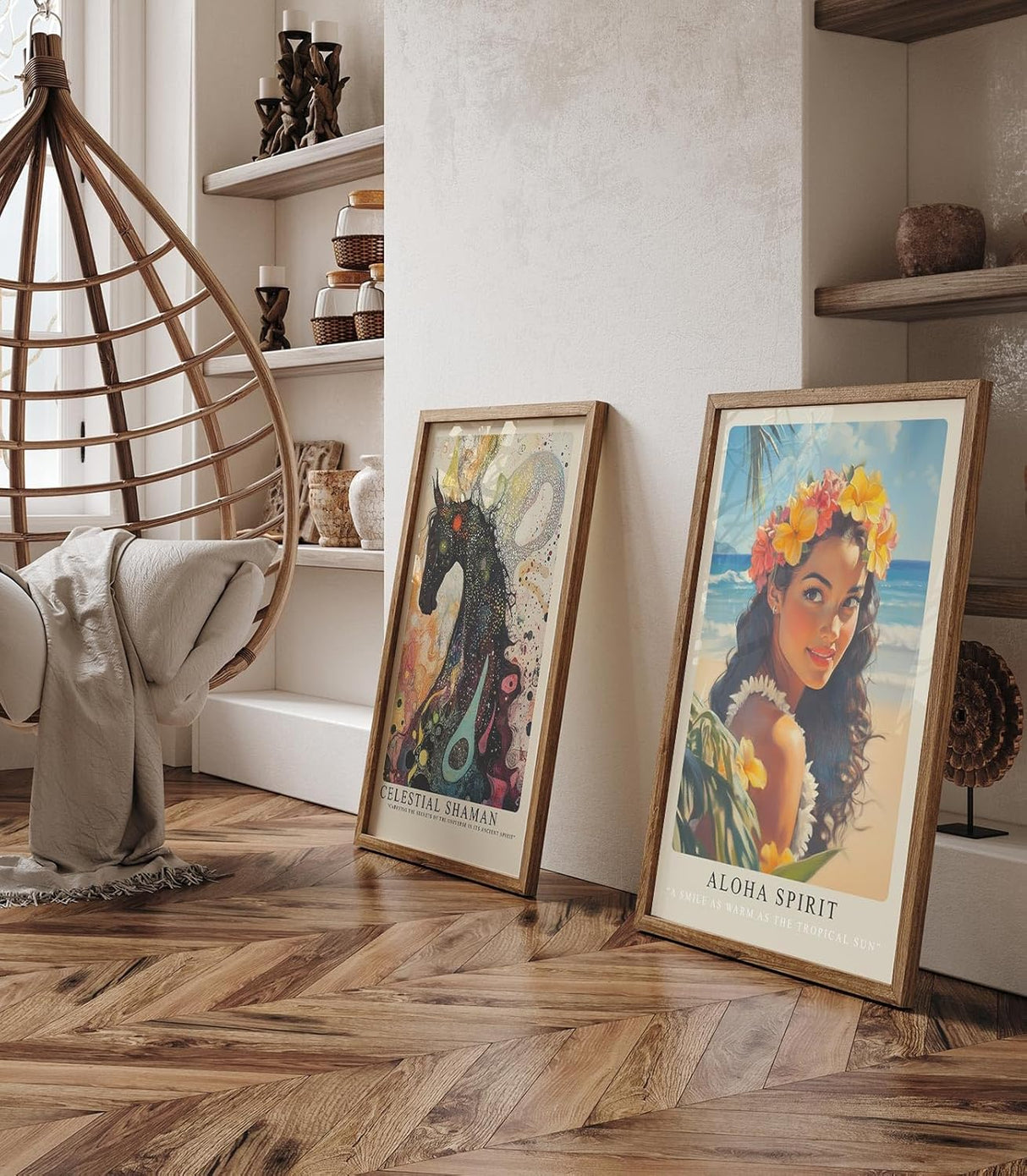 Paul Sinus Leinwandbild 80x120cm Aloha Spirit – Frau, Hawaii, Tropen, Blumenkranz, Strand, Ozean, Sonne, Natur, Exotik, Schönheit, Wärme, Leichtigkeit