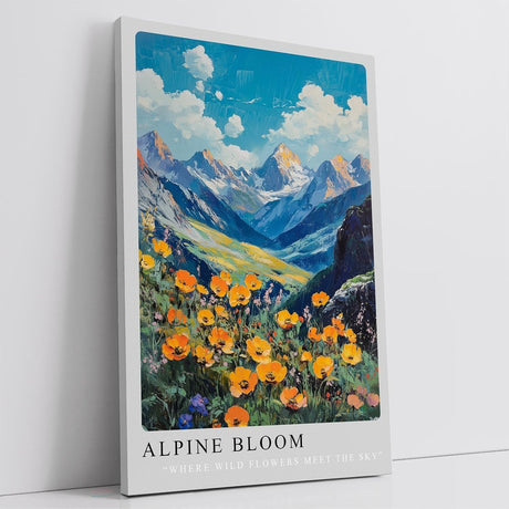 Paul Sinus Leinwandbild 40x60cm Alpine Bloom – Alpen, Berge, Natur, Blumenwiese, Wildblumen, Landschaft, Sommer, Frische, Panorama, Blau, Himmel