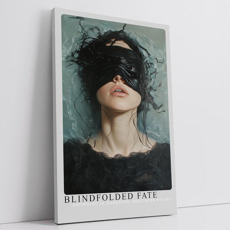 Paul Sinus Leinwandbild 80x120cm Blindfolded Fate geheimnisvolles Porträt mit schwarzer Augenbinde surreal mystisch dunkle Ästhetik