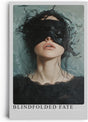 Paul Sinus Leinwandbild 80x120cm Blindfolded Fate geheimnisvolles Porträt mit schwarzer Augenbinde surreal mystisch dunkle Ästhetik