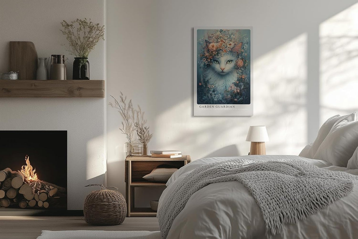 Paul Sinus Leinwandbild 60x90cm Blühende Katze mystisch elegant surreal kunstvolle Wandkunst sanfte Farben harmonisch detailreich faszinierend