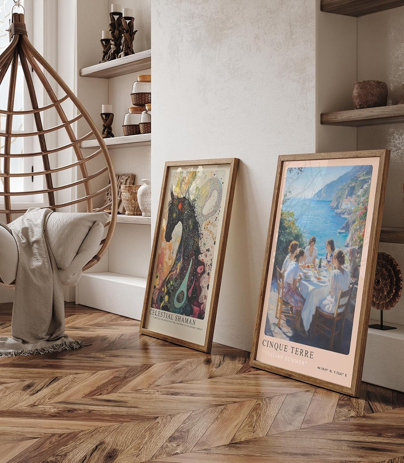 Paul Sinus Leinwandbild 80x120cm Cinque Terre – Italien, Sommer, Mittelmeer, Landschaft, Küste, Urlaub, Genuss, Wein, Meerblick, Essen, Gemeinschaft