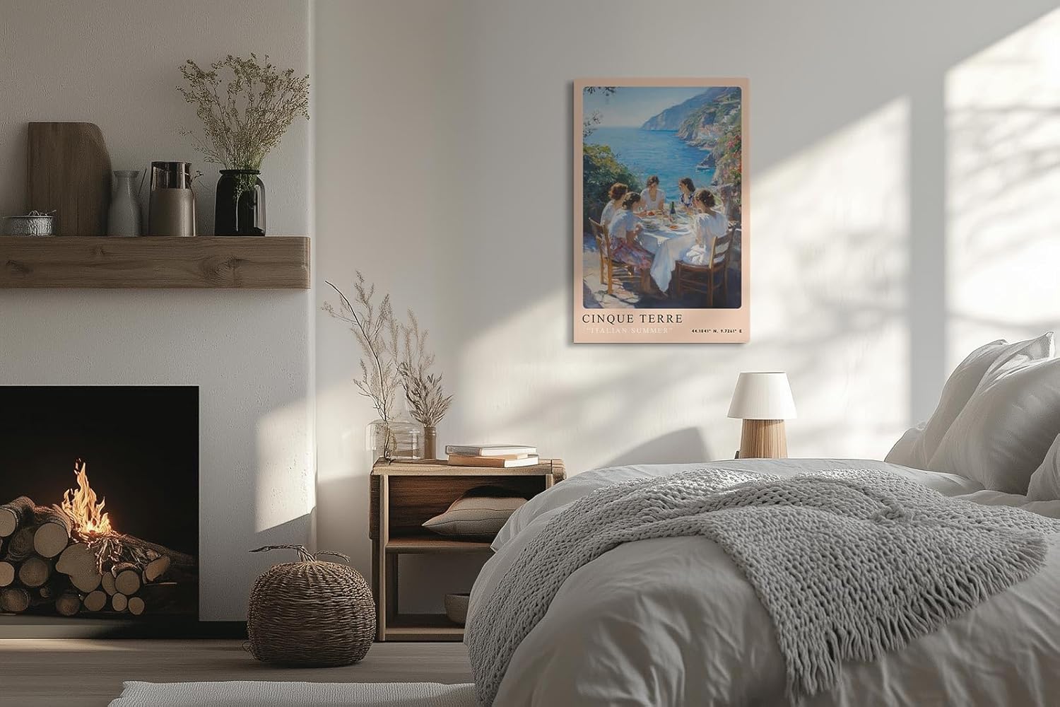 Paul Sinus Leinwandbild 80x120cm Cinque Terre – Italien, Sommer, Mittelmeer, Landschaft, Küste, Urlaub, Genuss, Wein, Meerblick, Essen, Gemeinschaft