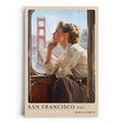 Paul Sinus Leinwandbild 60x90cm City by the Bay – San Francisco, Golden Gate Bridge, Nostalgie, Reise, Retro, Vintage, Romantik, Frau, Bahn