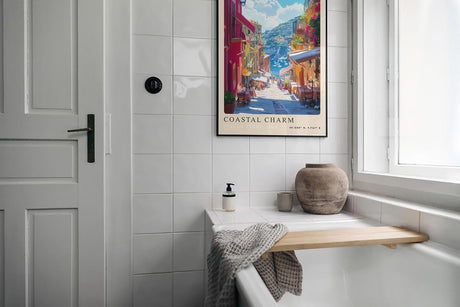 Paul Sinus Leinwandbild 80x120cm Coastal Charm – Italien, Cinque Terre, Mittelmeer, Küste, Farben, Urlaub, Sommer, Architektur, Charme, Gasse