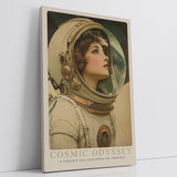 Paul Sinus Leinwandbild 60x90cm Cosmic Odyssey – Faszinierendes Leinwandbild einer visionären Astronautin mit nostalgischem Blick ins Unbekannte