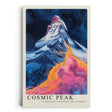 Paul Sinus Leinwandbild 40x60cm Leinwandbild Cosmic Peak – Faszinierende Darstellung eines Berggipfels mit kosmischen Farben, surrealer Naturkunst